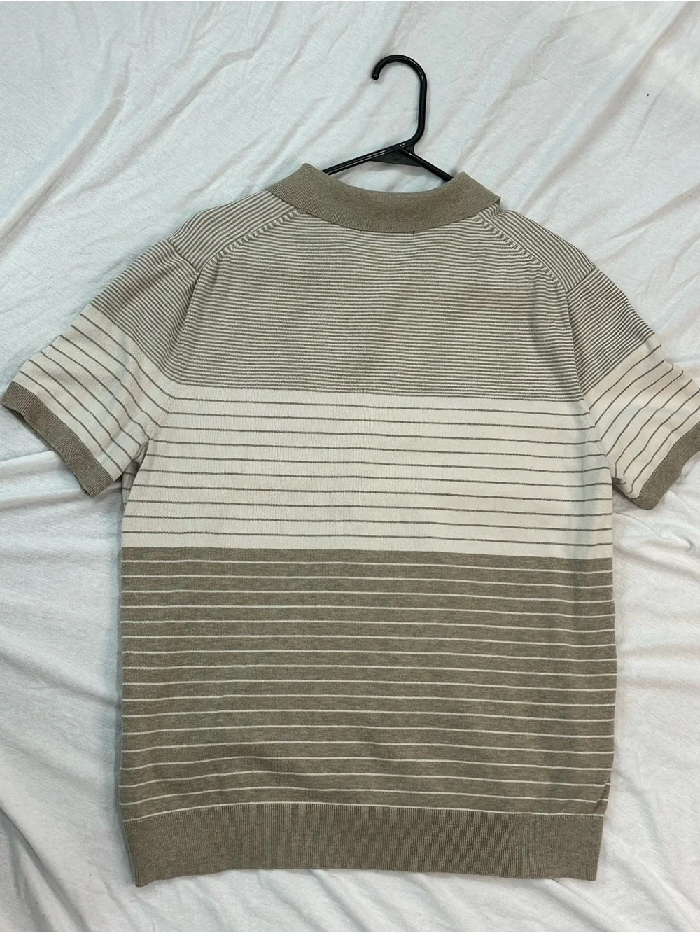 Banana Republic Short-Sleeve Stripe Polo in Beige and Cream